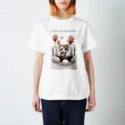 恥ずかしがり屋のねこショップの猫とお花 Regular Fit T-Shirt