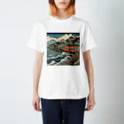 日本の風景 COOL JAPANの富士山と海と電車　Mt.Fuji and Shonan Enoden Regular Fit T-Shirt