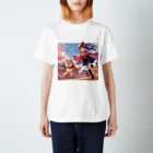 推しの美少女とアイドルの桜の中を犬と走る女の子 Regular Fit T-Shirt