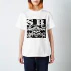 Ａ’ｚｗｏｒｋＳのSKULL&BONE TRIBAL GRUNGE WHT ON BLK スタンダードTシャツ