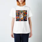 FLOWERアニマルのロココFLOWERキャットコスモス Regular Fit T-Shirt