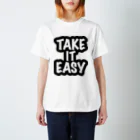 QUQU_WORKSのテイクイットイージー Take It Easy ブラック Regular Fit T-Shirt