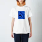 めんけのDiscretion is the better part of courage　慎重さこそ勇気の本質！　CAT　猫　blue　青 スタンダードTシャツ