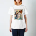 AQUAMETAVERSEの帽子をかぶった可愛い子猫 Marsa 106 スタンダードTシャツ