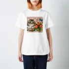 Y m @Y's shopの猫とチューリップ Regular Fit T-Shirt