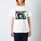 neko_28の恐竜の着ぐるみを着た女の子 Regular Fit T-Shirt