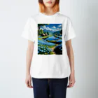 くりちゃんの湖のほとり青の草原 Regular Fit T-Shirt