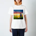 musashiyaの夕日とサッカー少年 Regular Fit T-Shirt
