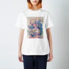 AQUAMETAVERSEの花束を持つた少女　なでしこ1479 スタンダードTシャツ