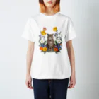 MIdesignの花と猫 Regular Fit T-Shirt