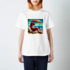 DINO-studioの夏を感じるリアル恐竜赤ティラノ Regular Fit T-Shirt