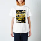 JapanCarStyleの黄色いスポーツカーと日本の風景4 スタンダードTシャツ