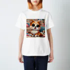 T-SHOWの可愛らしい子犬がシンプルに写っています！ スタンダードTシャツ