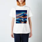 ro kuの青い車と新幹線 Regular Fit T-Shirt