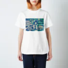 粟屋やわ子の真夜中の図書館 スタンダードTシャツ