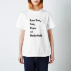 Happiness floating on the SOUPのLove you,you,peace and Basketball Regular Fit T-Shirt
