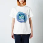 夙川育ち＠ネットショップのLand like a cat blue　〜　夙川育ち スタンダードTシャツ