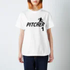 野球Tシャツ倶楽部（文字デザイン）の左ピッチャー （背番号1） Regular Fit T-Shirt