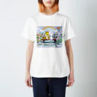 水彩イラストグッズのあじさいのバス停 Regular Fit T-Shirt