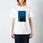 mumulineの黒猫は夜空の星を数えて スタンダードTシャツ