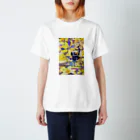 iuko sano shopの「花畑」黒うさぎ Regular Fit T-Shirt