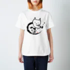 たろくろの猫が書道をする猫書 02 티셔츠