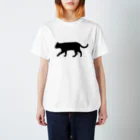 姫ONE工房の猫シルエット（BLACK） Regular Fit T-Shirt