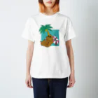 【モルモット】Mugi & Ruki【四国犬】のトロピカルモルモット(色違い.2) Regular Fit T-Shirt