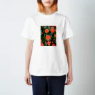 go80sのオレンジの花とグリーンの葉 スタンダードTシャツ