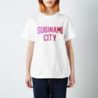 JIMOTO Wear Local Japanの杉並区 SUGINAMI CITY ロゴピンク スタンダードTシャツ