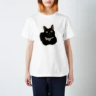 小鳥と映画館のお目目クリクリ黒猫 スタンダードTシャツ