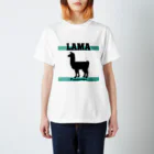 ALUのLAMA (白/黒) スタンダードTシャツ