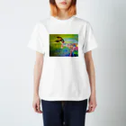 【全盲の絵描き】オバケのタムタムの【全盲の画家】庭にシカが来た Regular Fit T-Shirt