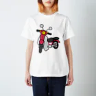 メッセージTシャツが好き♪のピンク色の小型バイクでツーリング スタンダードTシャツ