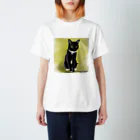 ひげ猫マリオの黒猫 ミミ太郎君 スタンダードTシャツ