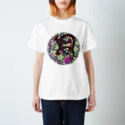 GECKO-SO-SINGの月光装身具ロゴコミカル花柄 スタンダードTシャツ