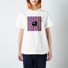 usa100の【黒】紫黄色ストライプ羊 スタンダードTシャツ