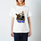ハートのしっぽコーギーグッズ屋さん♡のウィンク コーギーTシャツ青 Regular Fit T-Shirt