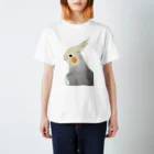 まめるりはことりの見つめるオカメインコちゃん【まめるりはことり】 スタンダードTシャツ