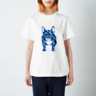 chicodeza by suzuriの青く輝くフレンチブルドッグ Regular Fit T-Shirt