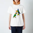 piyopiyobrandのシロハラインコたち スタンダードTシャツ