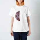 pianocurve DesignのMoon face designed with summer flowers No.24 Regular Fit T-Shirt