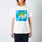 LalaHangeulの桜とメジロさん　ハングルデザイン Regular Fit T-Shirt