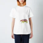 文様動物園 Pattern Zoo Museum shopの桜と菜の花(ボーダー) × ホッキョクグマ Regular Fit T-Shirt