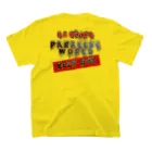 PALA's SHOP　cool、シュール、古風、和風、のcaution「parallelworld」ー立入禁止(バックプリント) Regular Fit T-Shirtの裏面