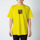 ねいぱあむうる店のパターン4 花 角丸 青×橙 Regular Fit T-Shirt