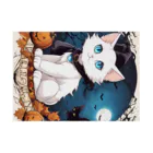 yoiyononakaのハロウィンの白猫08 Stickable Poster :horizontal position