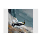 akipen76の岩の上を器用に登っているペンギン Stickable Poster :horizontal position