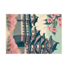 Cool Japanese CultureのSpring in Himeji, Japan: Ukiyoe depictions of cherry blossoms and Himeji Castle Stickable Poster :horizontal position