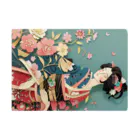 MistyStarkの着物女性の切り絵アート　―　Kimono woman paper-cutting art　ー Stickable Poster :horizontal position